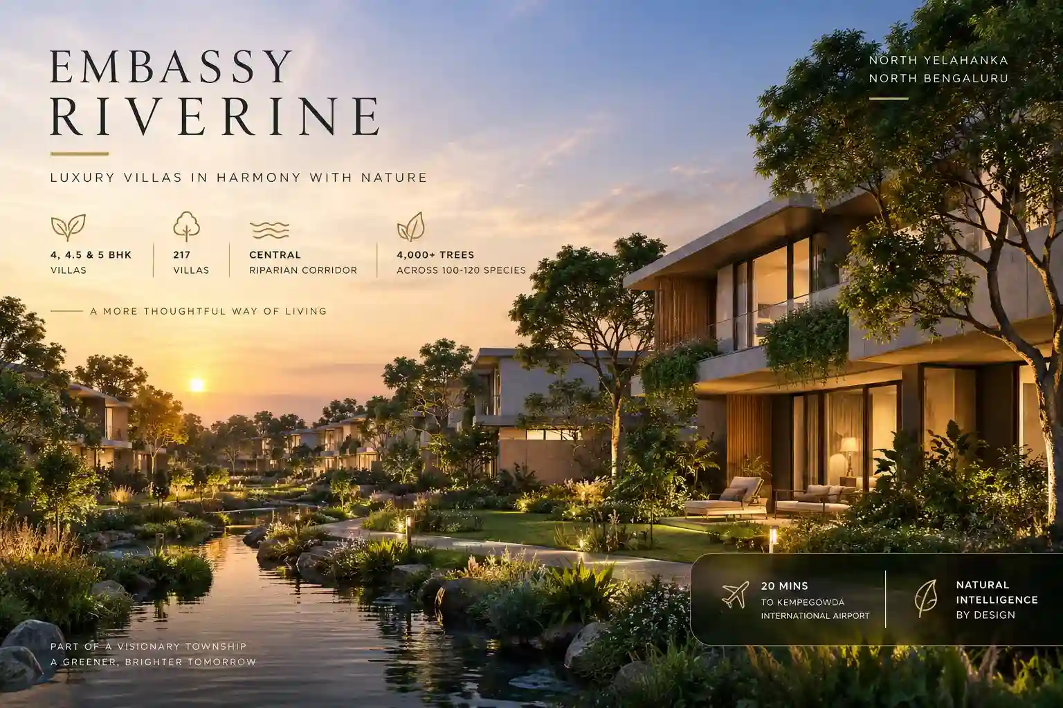 Embassy Riverine premium villas in North Yelahanka, North Bengaluru