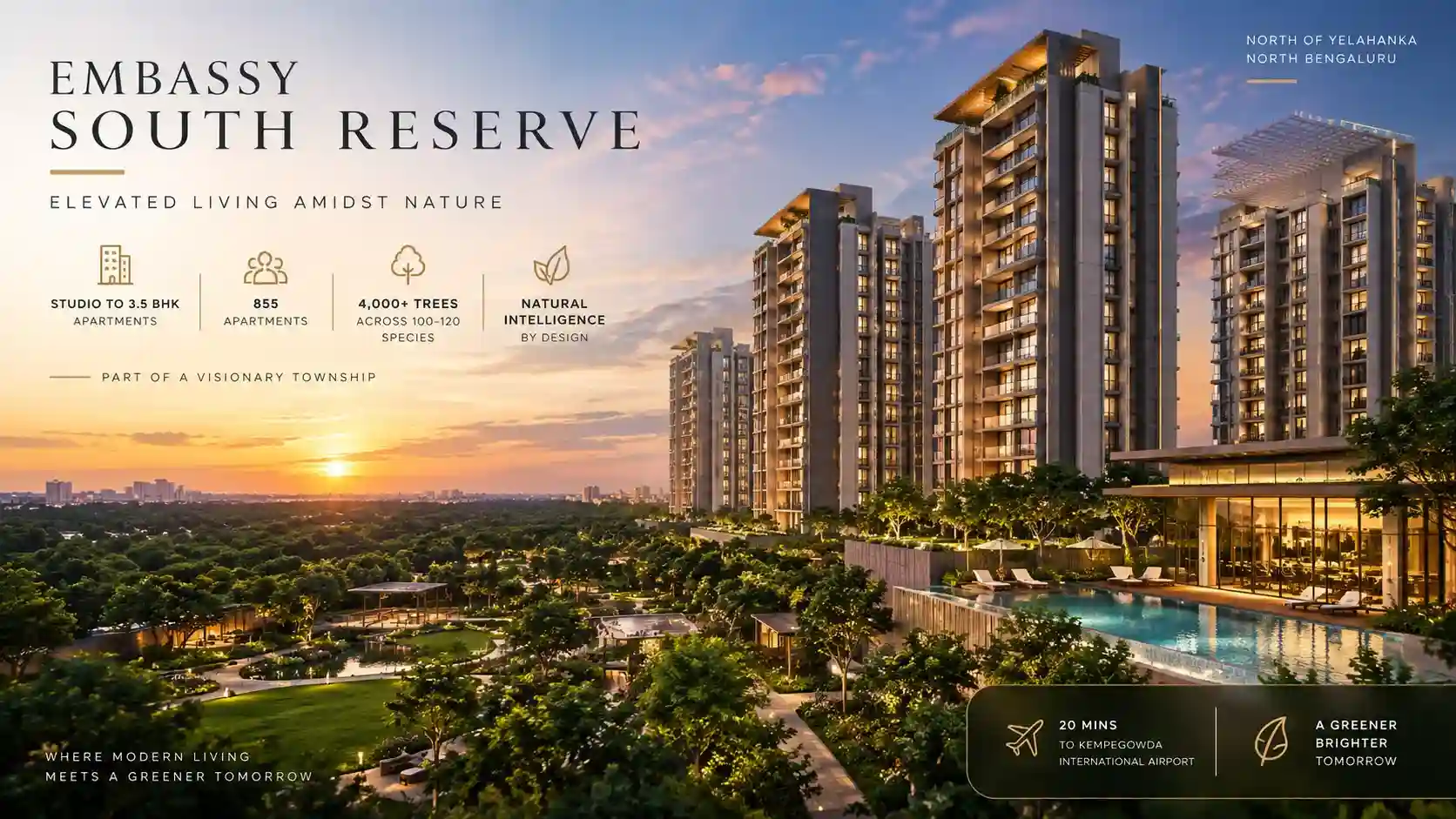 Embassy South Reserve premium apartments in North Yelahanka, North Bengaluru