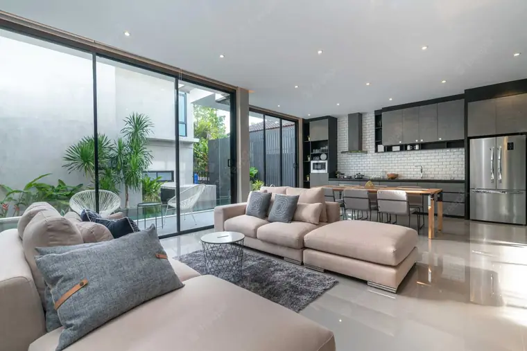 Representative open-plan living and dining space